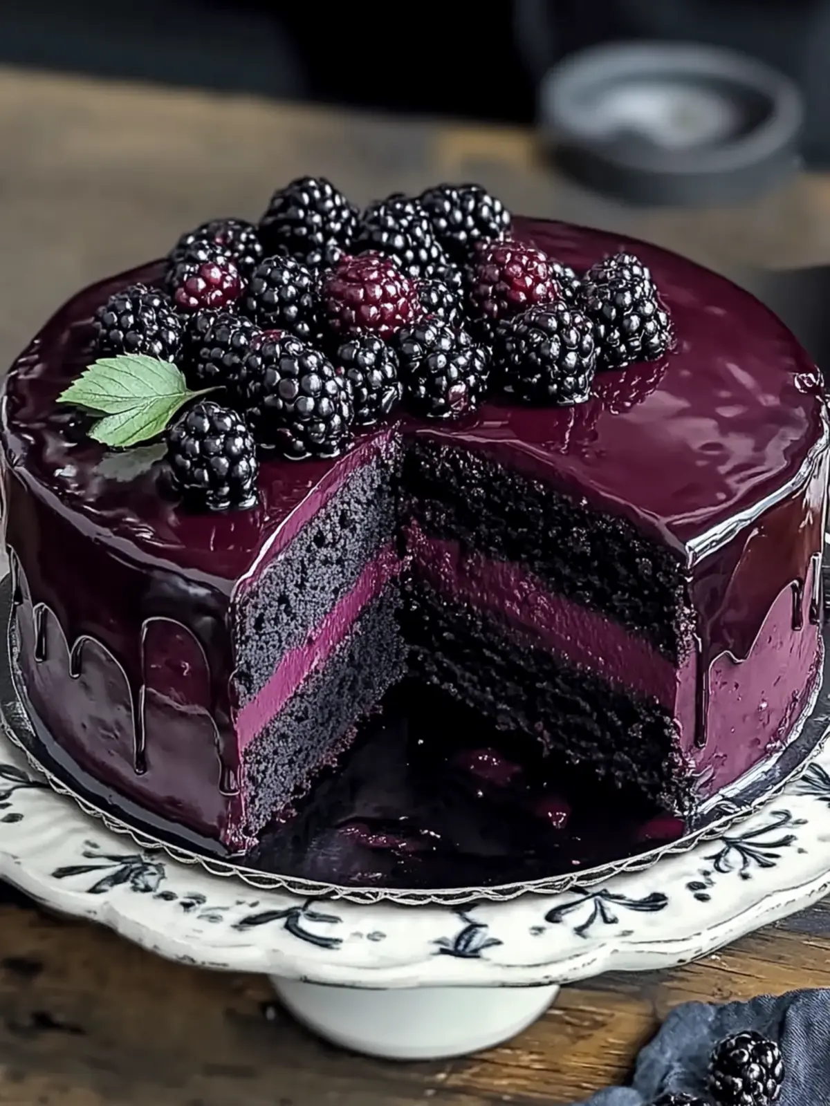 Indulge in Blackberry Velvet Gothic Cake for a Spooky Treat Blackberry Velvet Gothic Cake