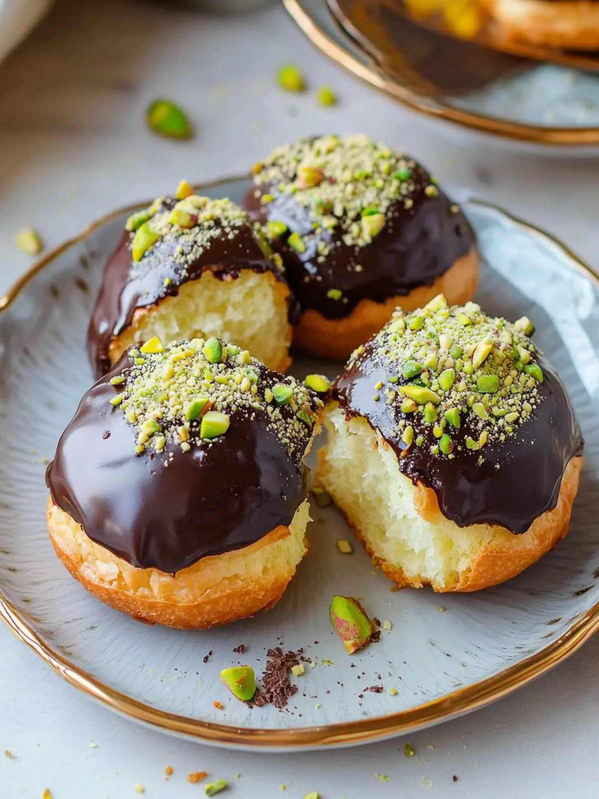 Indulge in Decadent Pistachio Chocolate Choux Buns Today Pistachio Chocolate Choux Buns
