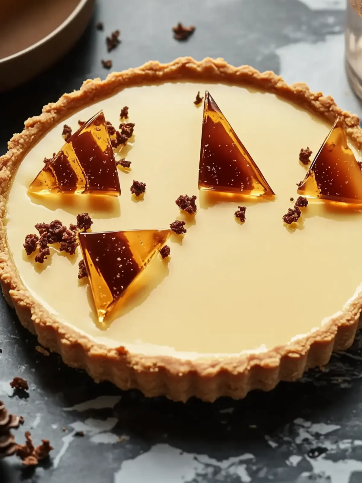 Irresistible Eggnog Crème Tart with Caramel Shards Delight Eggnog Crème Tart with Caramel Shards