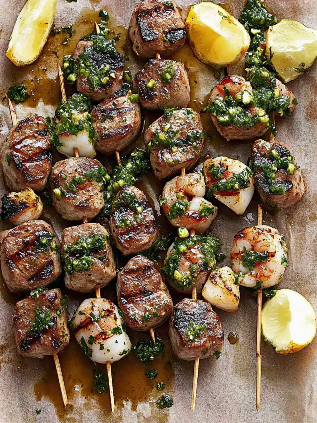 Savory Surf and Turf Kebabs with Zesty Chimichurri Sauce Surf and Turf Kebabs with Chimichurri Sauce