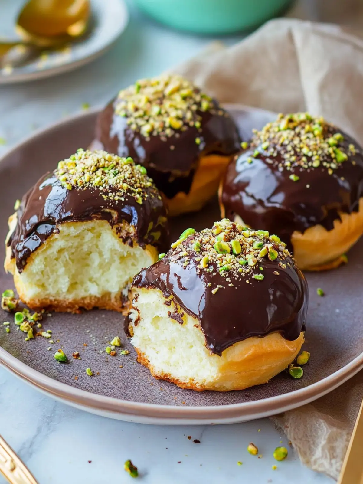 Indulge in Decadent Pistachio Chocolate Choux Buns Today Pistachio Chocolate Choux Buns