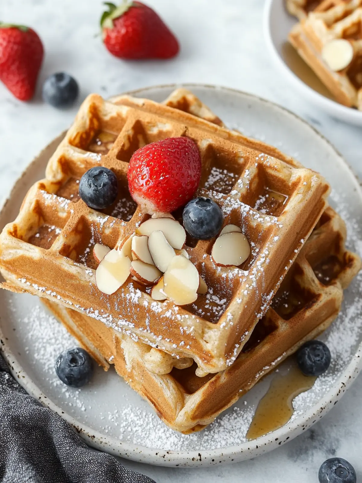 Overnight Almond Oatmeal Waffles