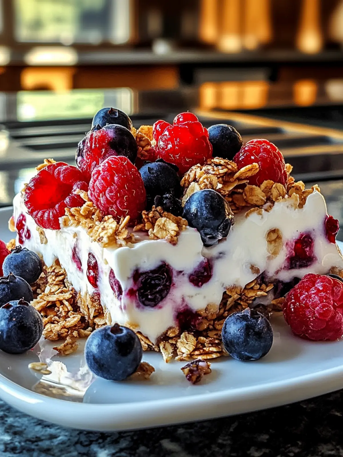 Mouthwatering Frozen Yogurt Bark with Berries & Granola Love Frozen Yogurt Bark with Berries & Granola