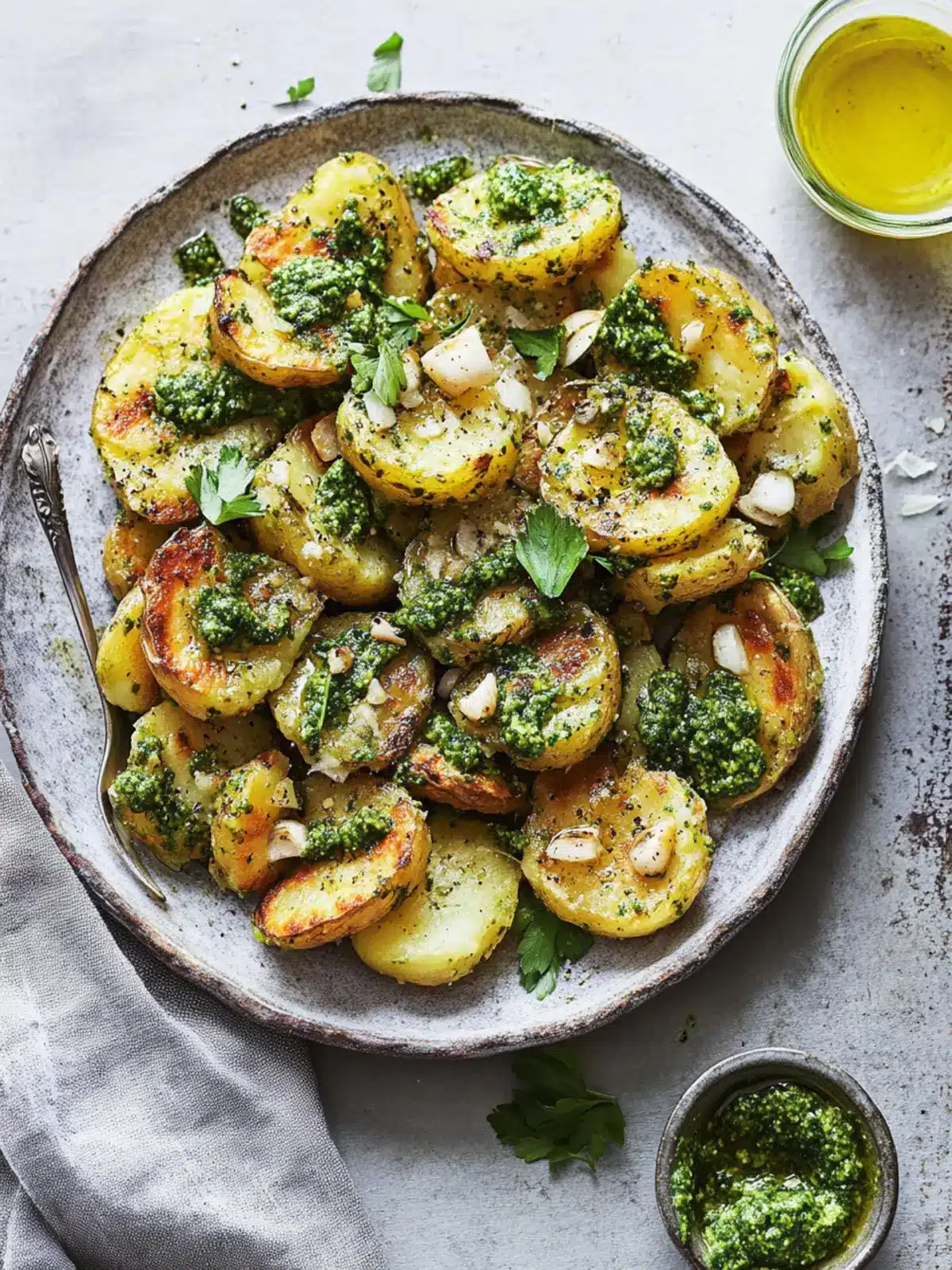 Crispy Smashed Potatoes with Garlic Pesto for Ultimate Flavor Crispy Smashed Potatoes with Garlic Pesto
