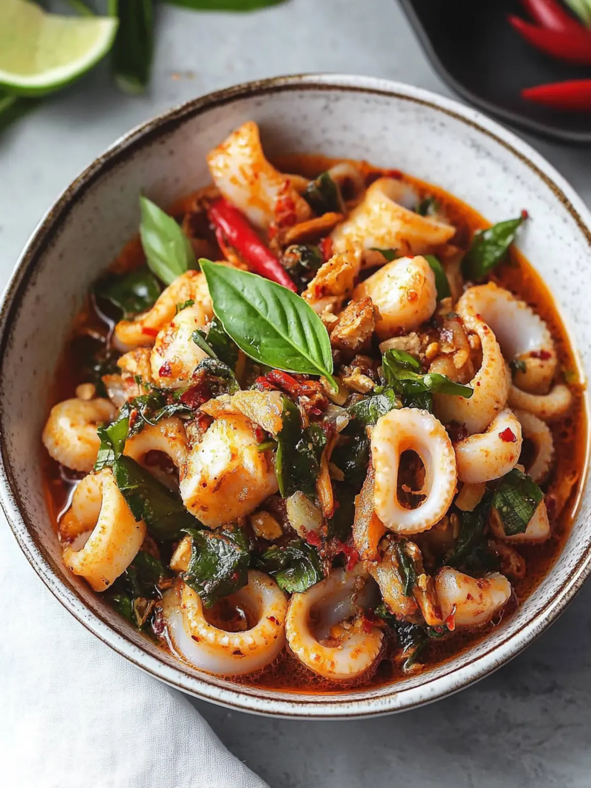 Savor Thai Squid with Fresh Basil in Just 25 Minutes Thai Squid