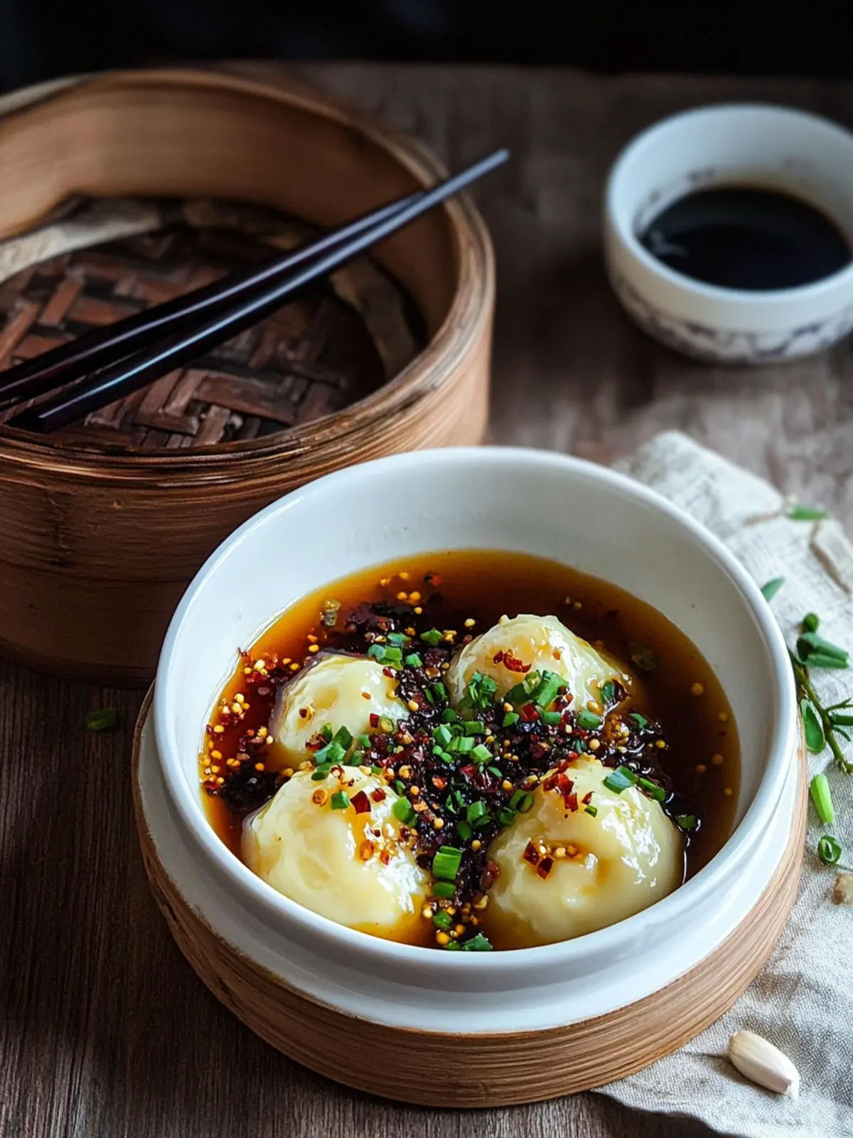 Chinese Steamed Eggs With Soy Garlic Sauce