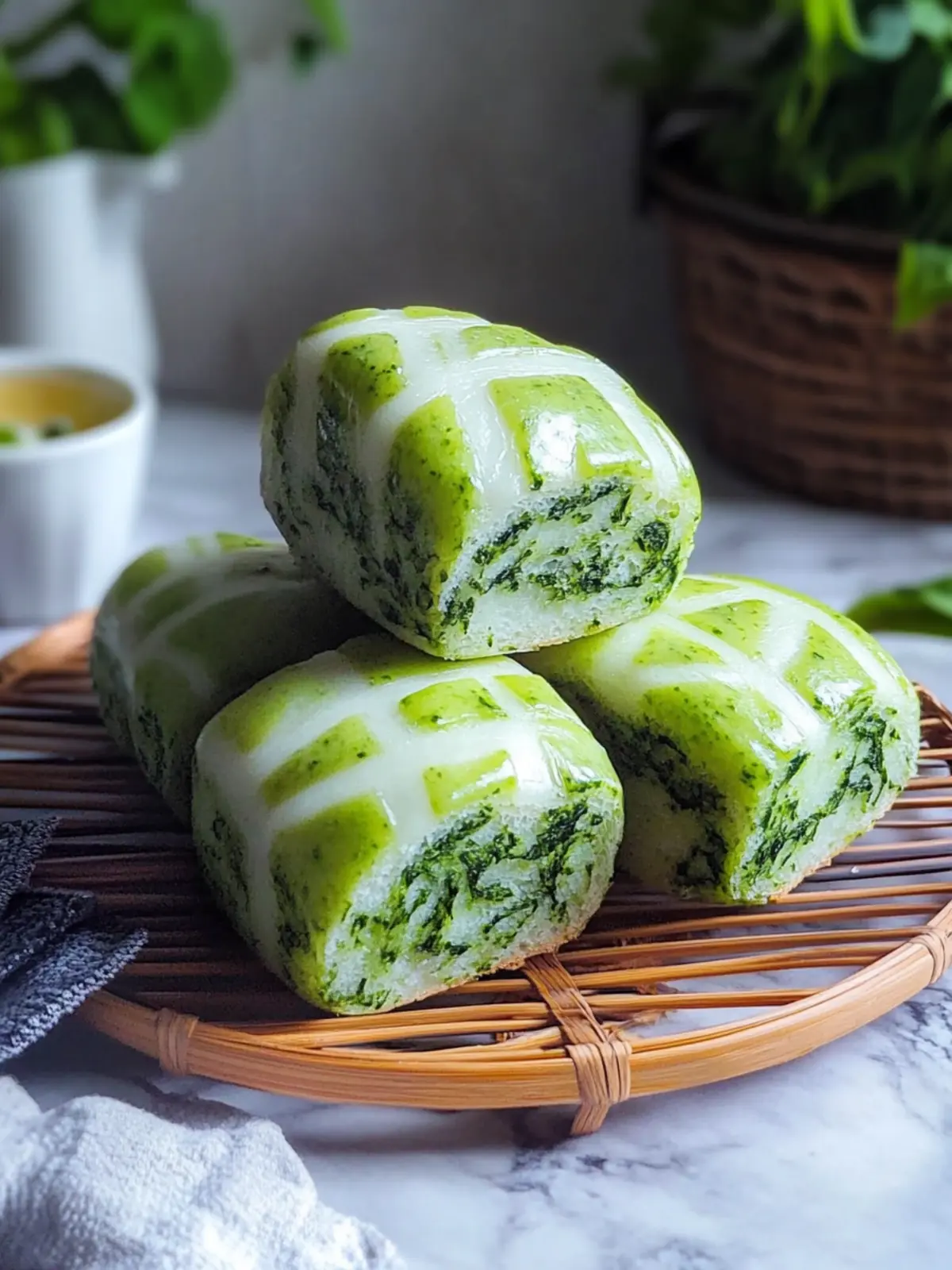 Green Spinach Marble Buns