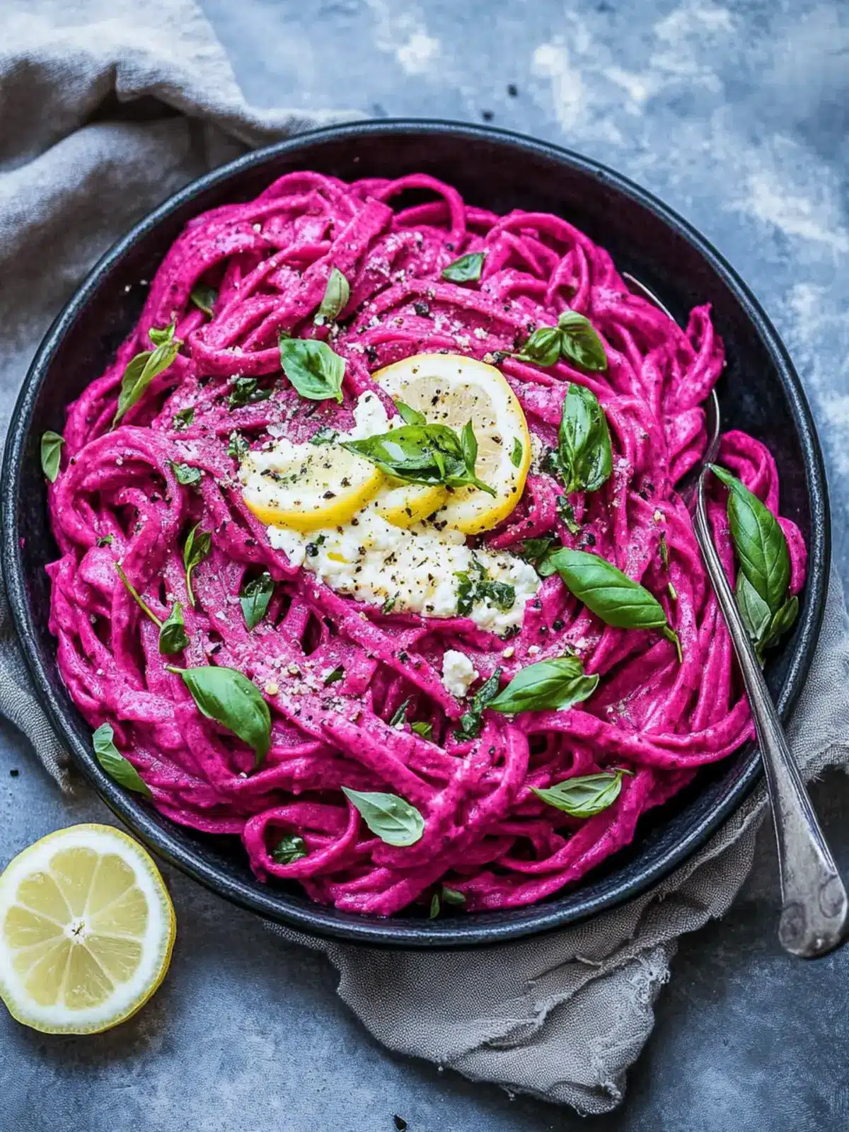 Creamy Vegan Beet Alfredo with Zesty Lemon-Basil Ricotta Vegan Beet Alfredo with Lemon-Basil Ricotta