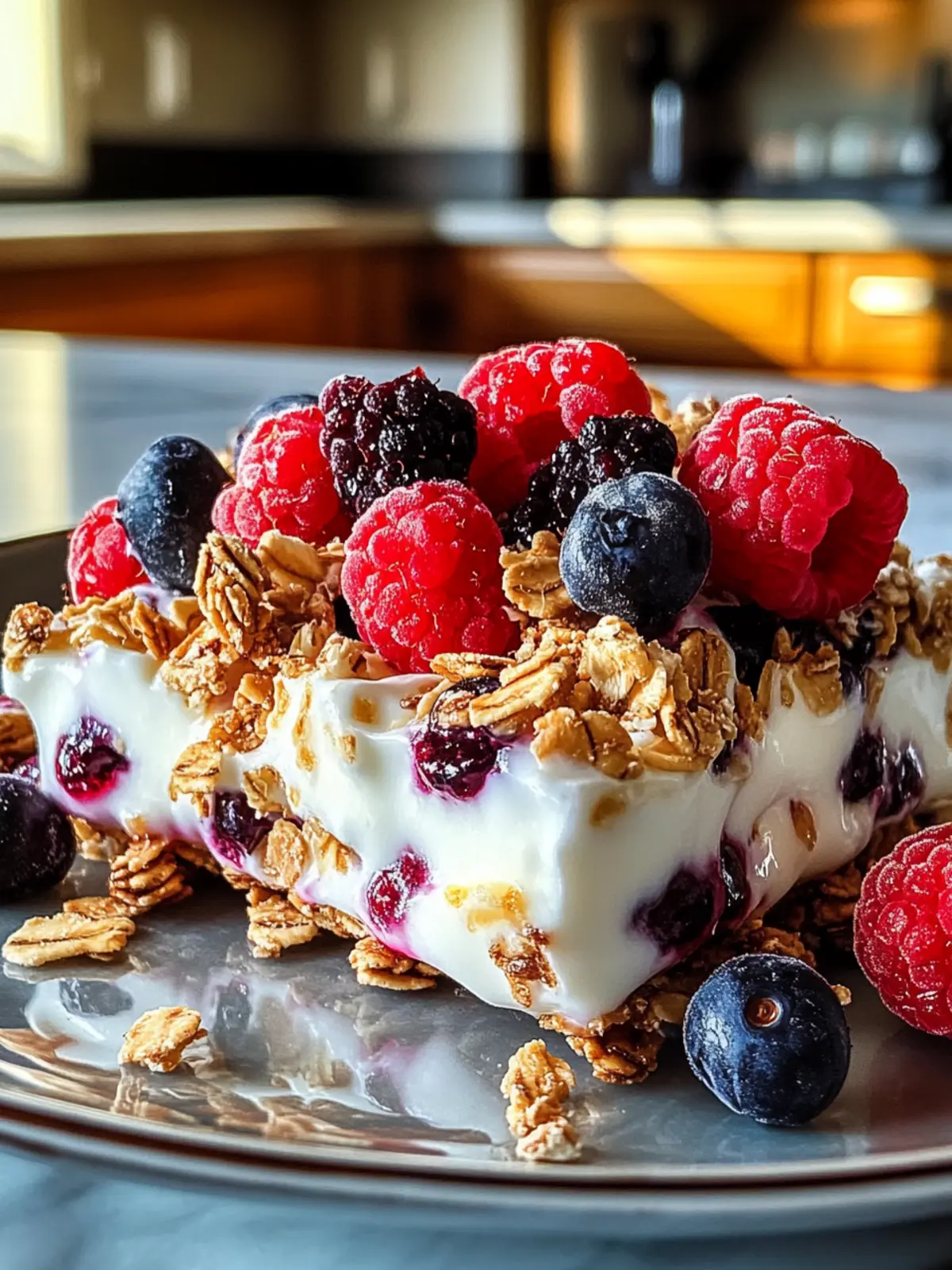 Mouthwatering Frozen Yogurt Bark with Berries & Granola Love Frozen Yogurt Bark with Berries & Granola