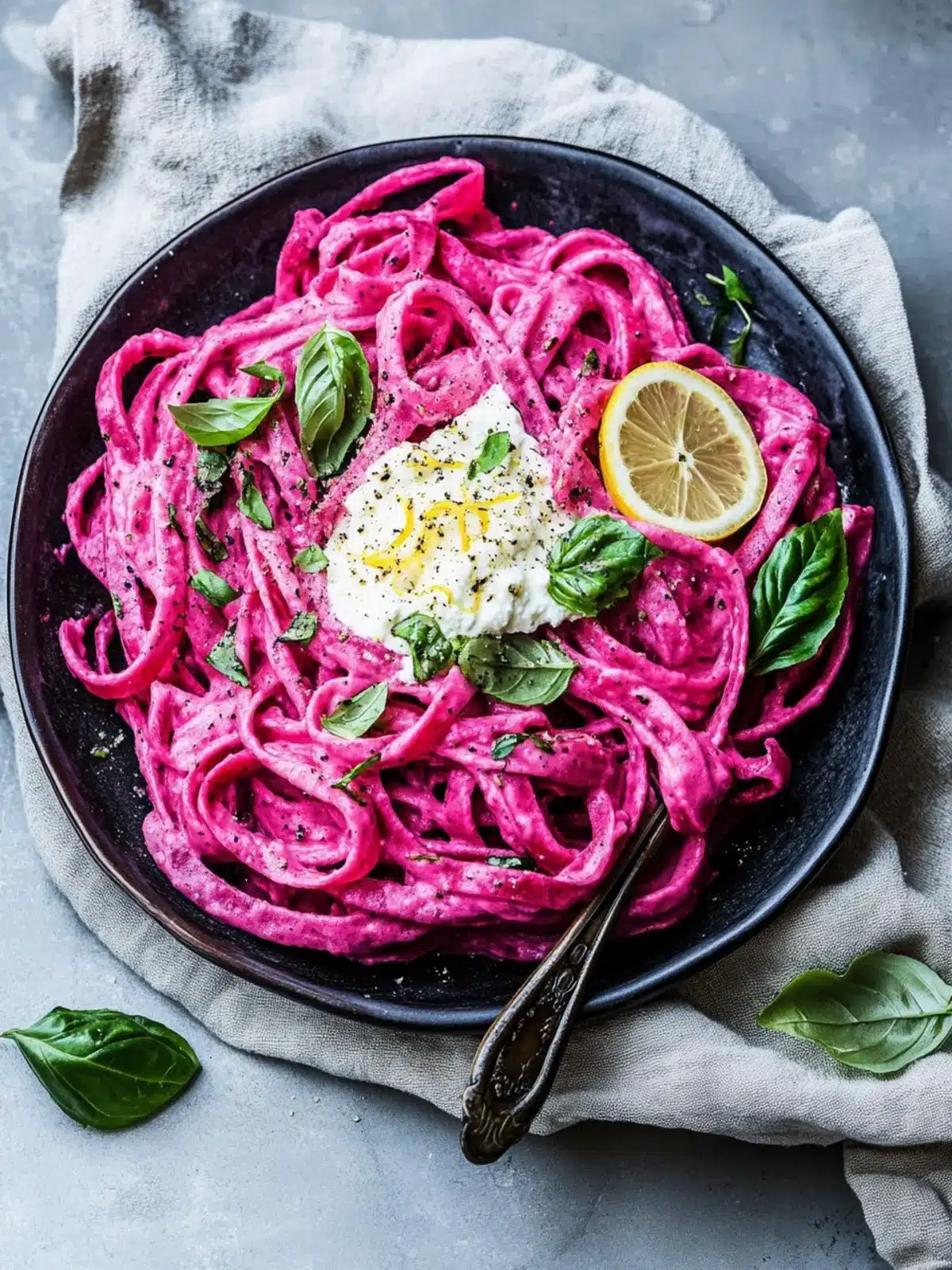 Creamy Vegan Beet Alfredo with Zesty Lemon-Basil Ricotta Vegan Beet Alfredo with Lemon-Basil Ricotta