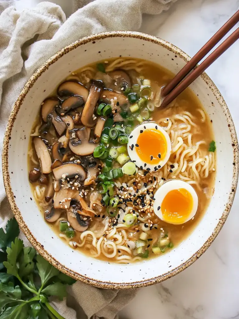 Mushroom Miso Ramen Noodle Soup