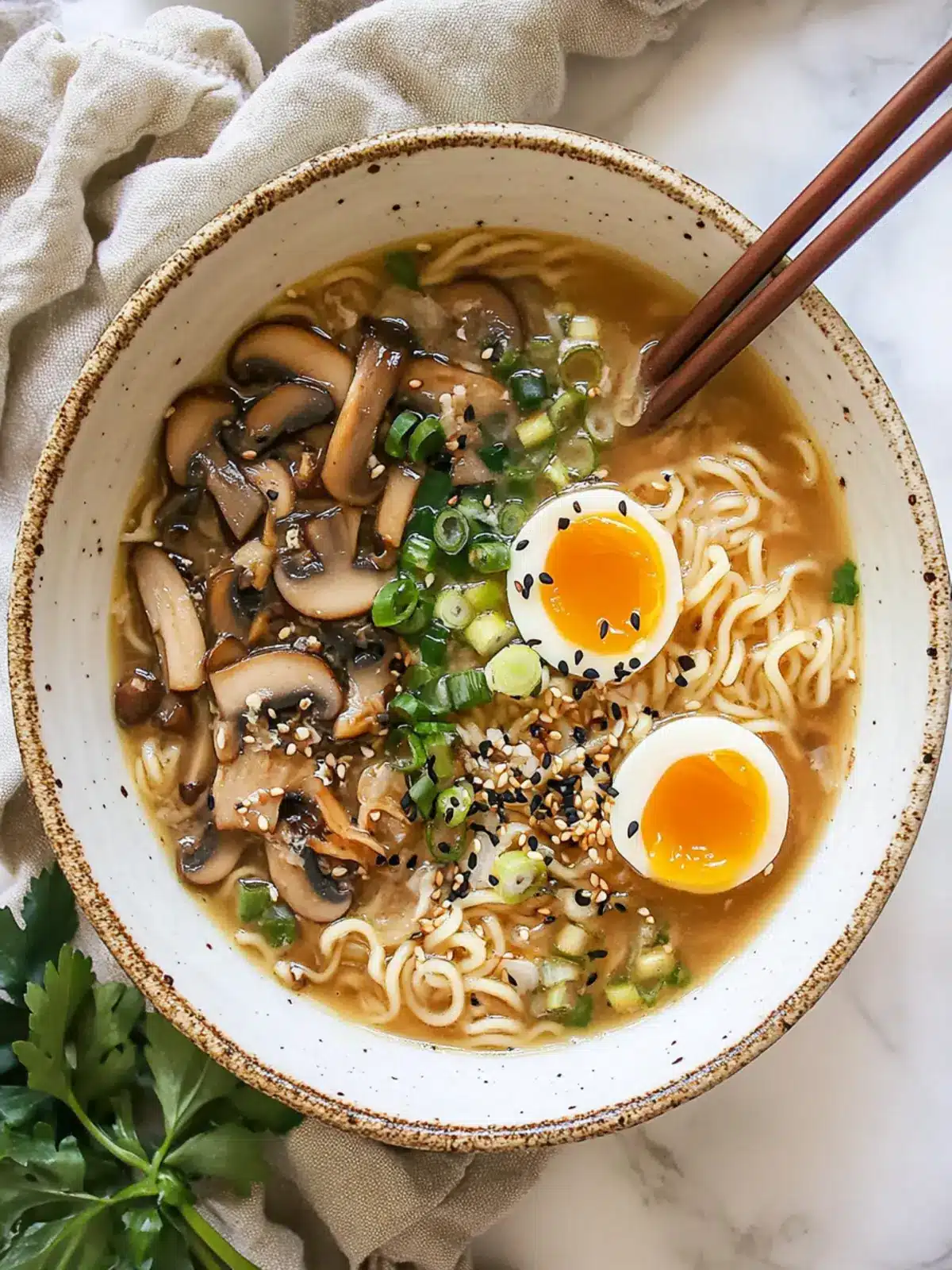 Mushroom Miso Ramen Noodle Soup