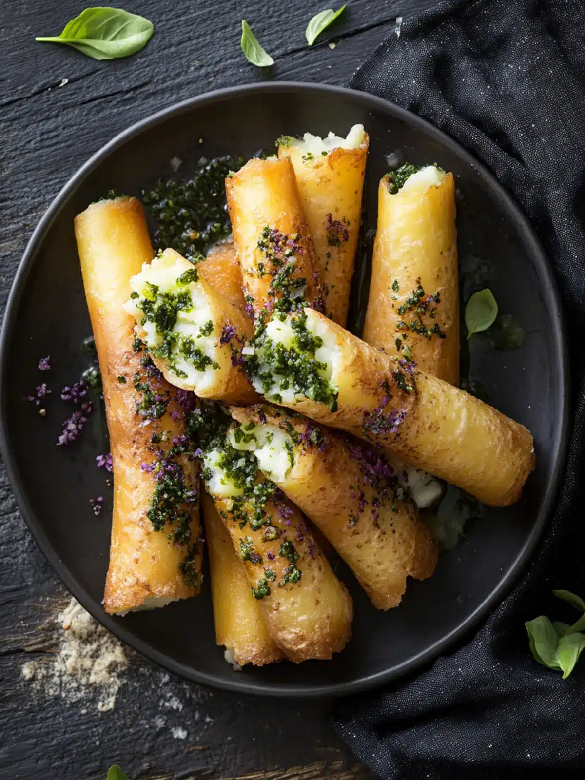 Potato Cannoli with Salsa Verde