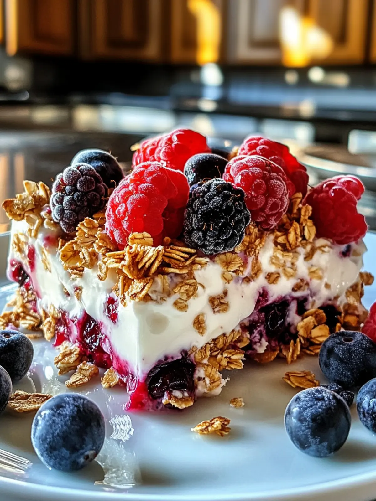 Mouthwatering Frozen Yogurt Bark with Berries & Granola Love Frozen Yogurt Bark with Berries & Granola