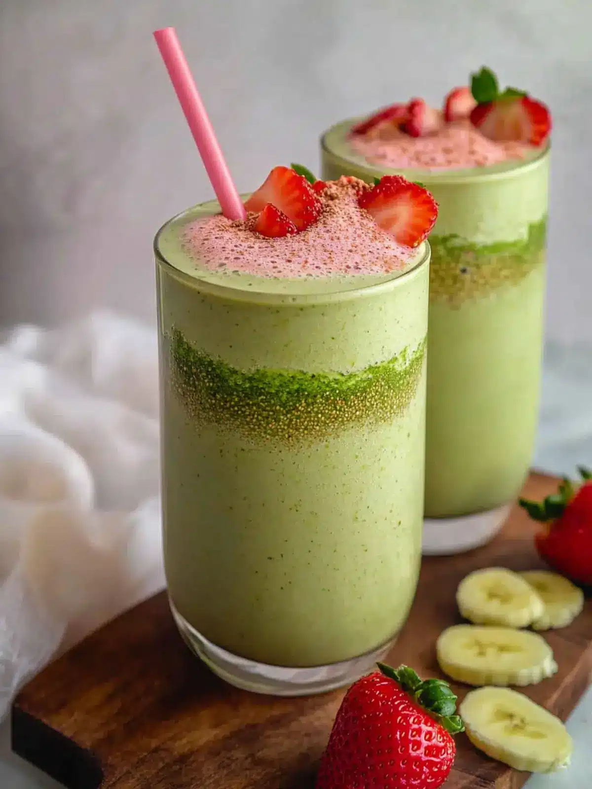 Strawberry Matcha Smoothie with Banana