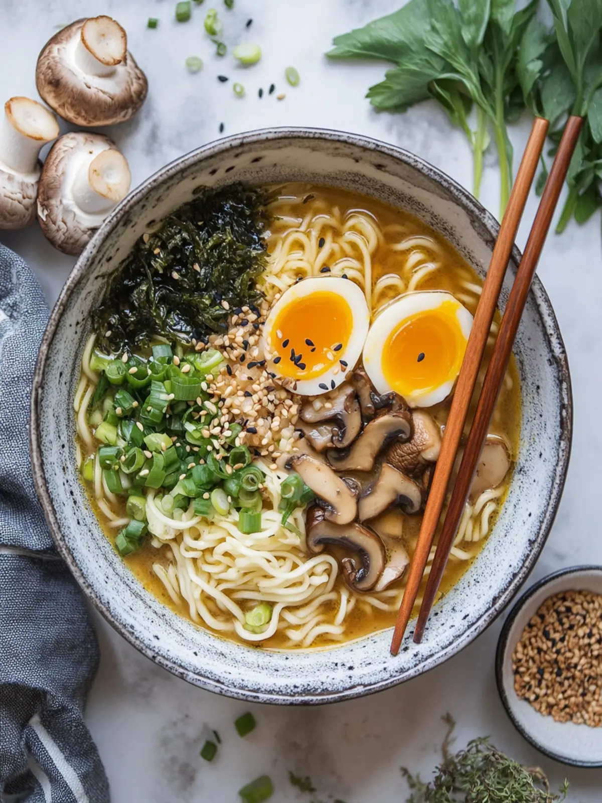 Mushroom Miso Ramen Noodle Soup
