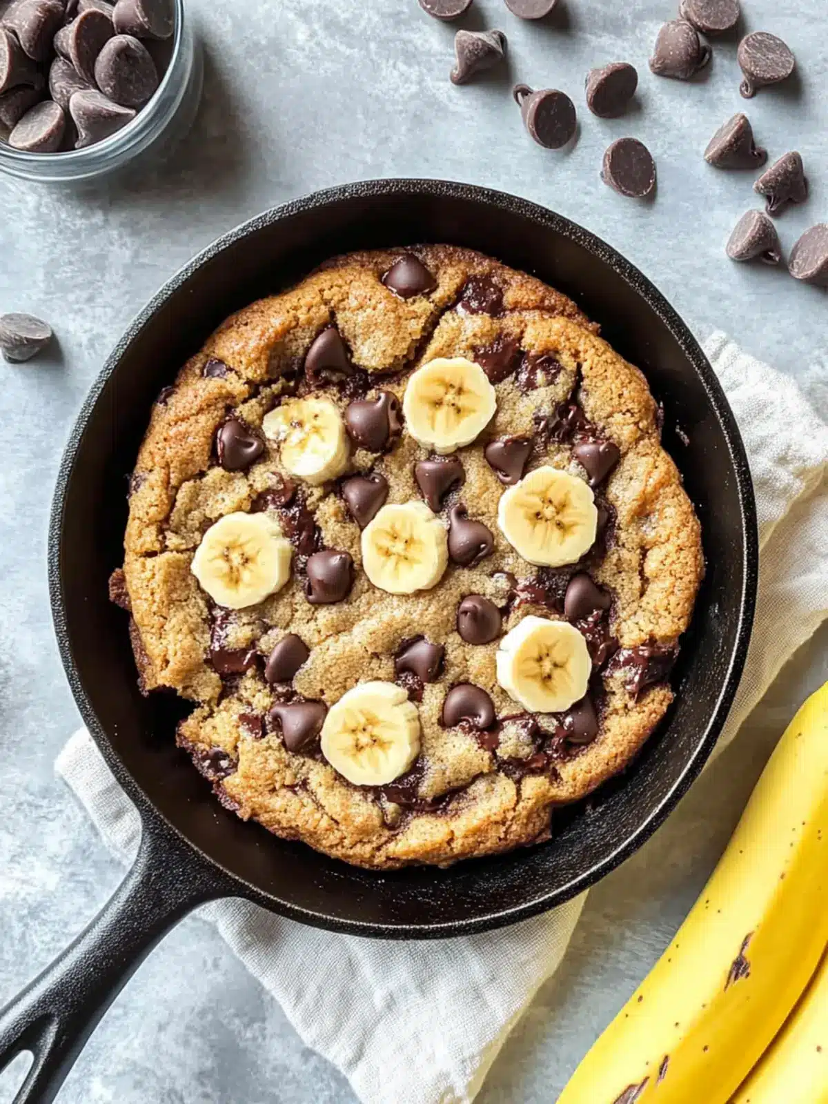 Irresistible Banana Chocolate Chip Skillet Cookie Delight Banana Chocolate Chip Skillet Cookie