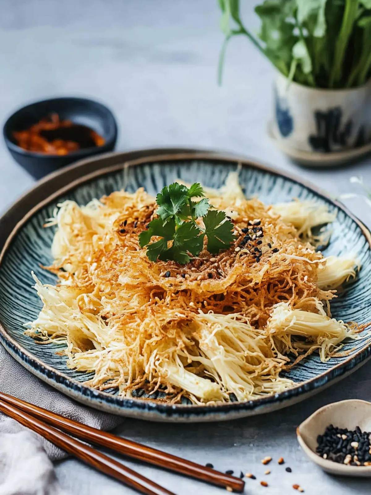 Crispy Enoki Pancakes