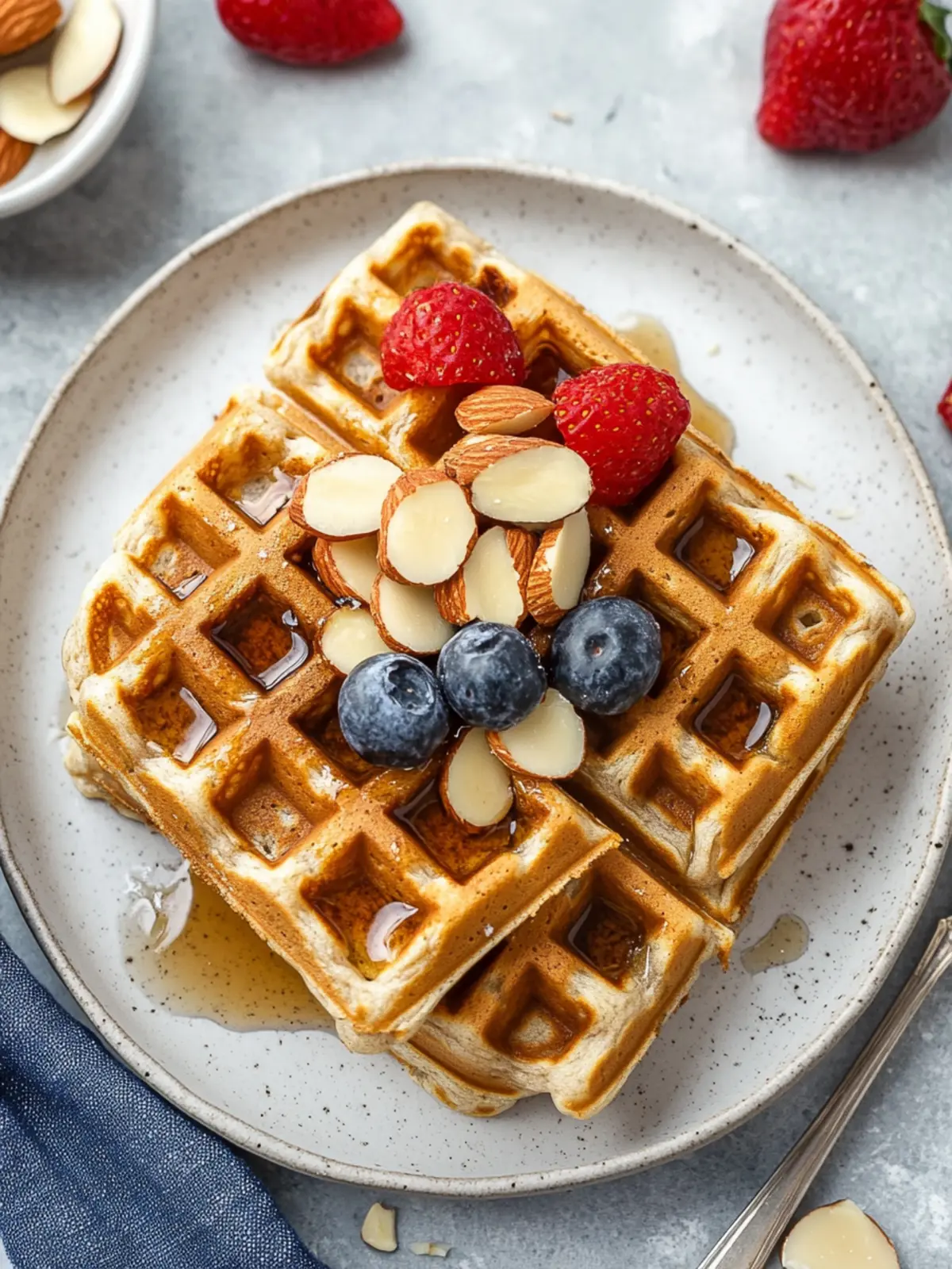 Overnight Almond Oatmeal Waffles