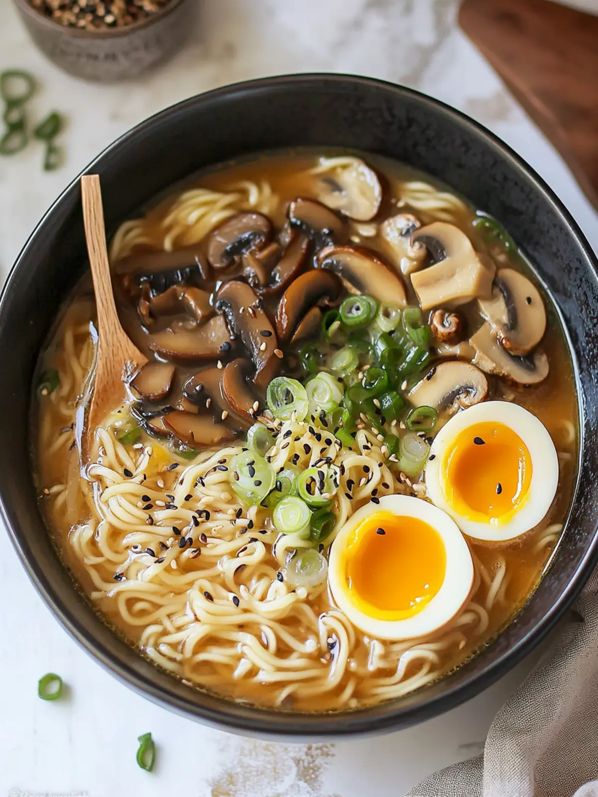 Mushroom Miso Ramen Noodle Soup