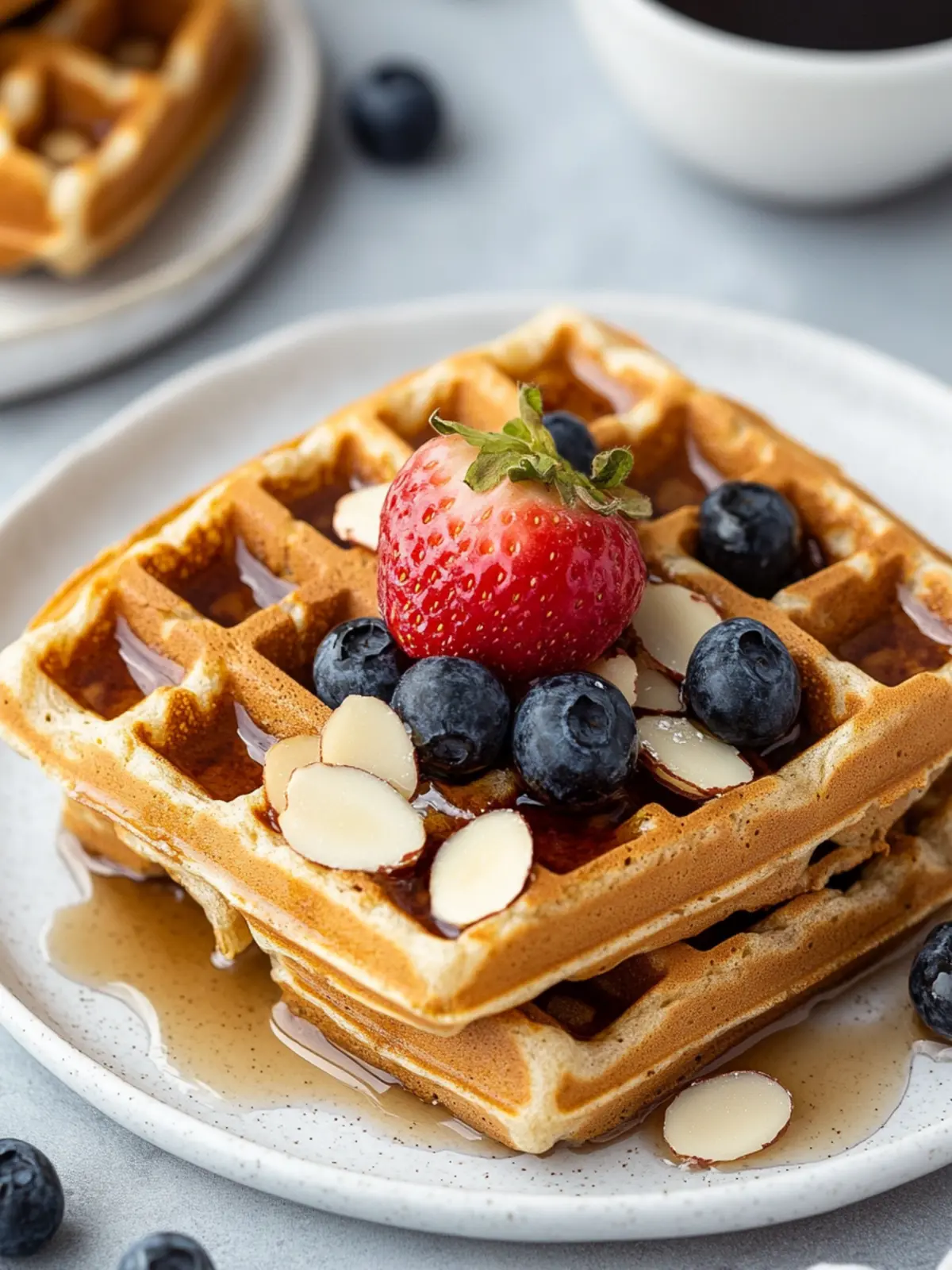 Overnight Almond Oatmeal Waffles