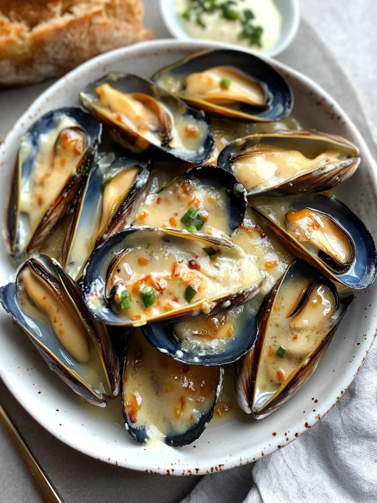 Cheesy Chinese Mayo Mussels