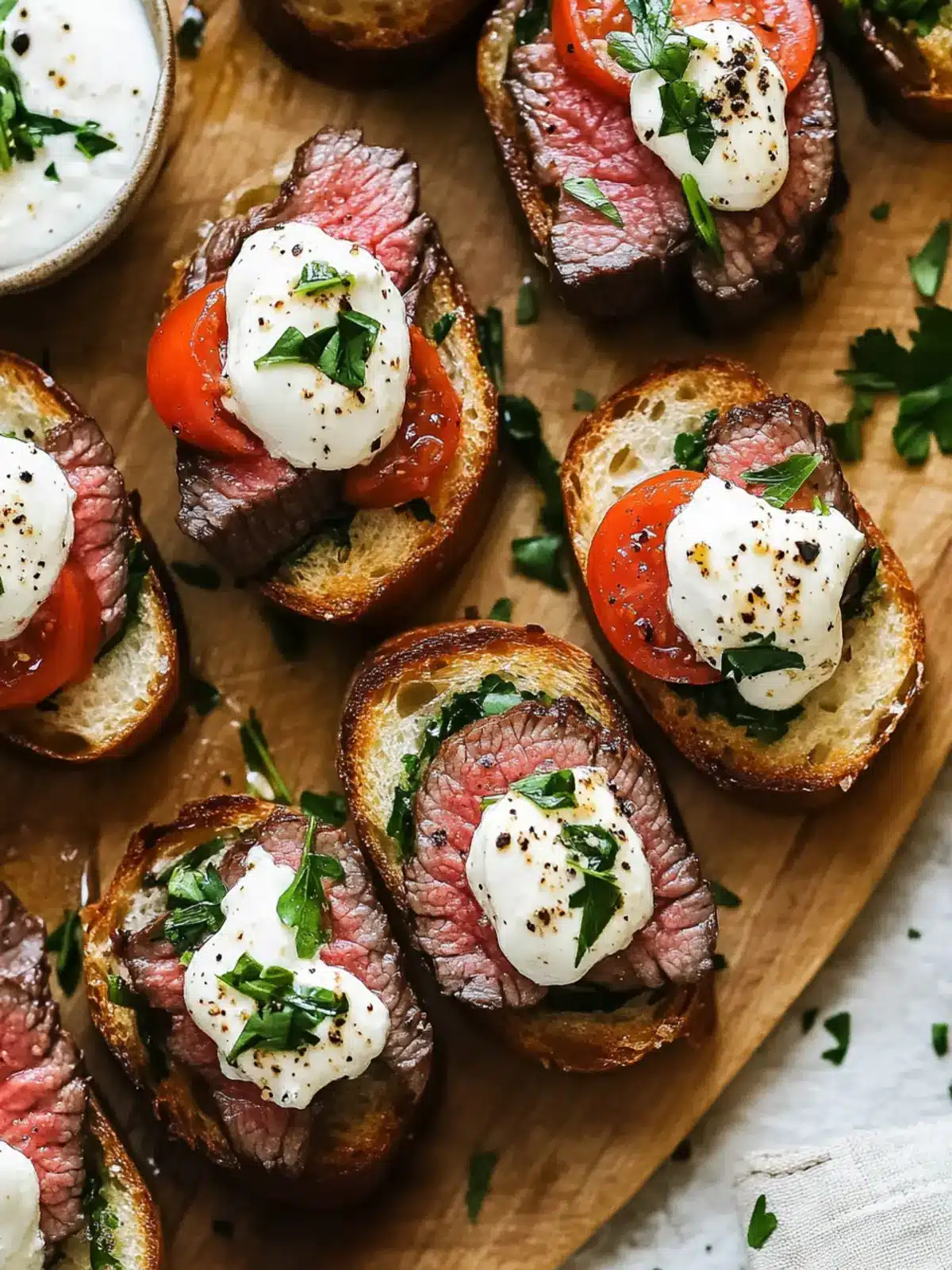 Steak Crostini with Zesty Horseradish Cream for a Savory Treat Steak Crostini