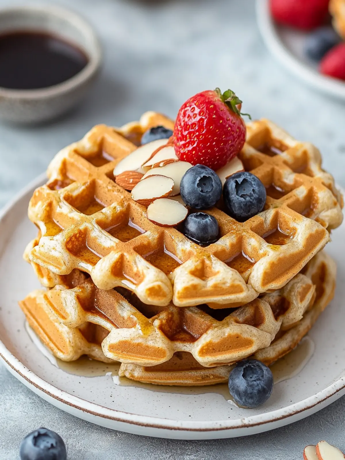 Overnight Almond Oatmeal Waffles