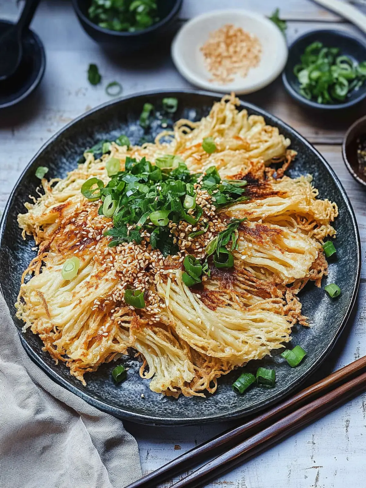 Crispy Enoki Pancakes