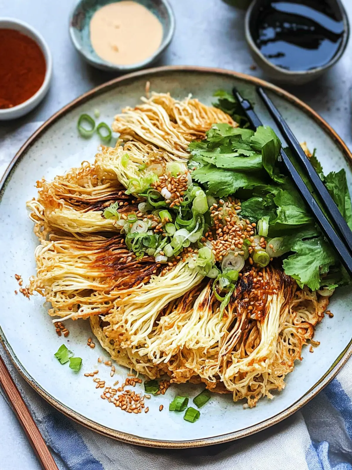 Crispy Enoki Pancakes