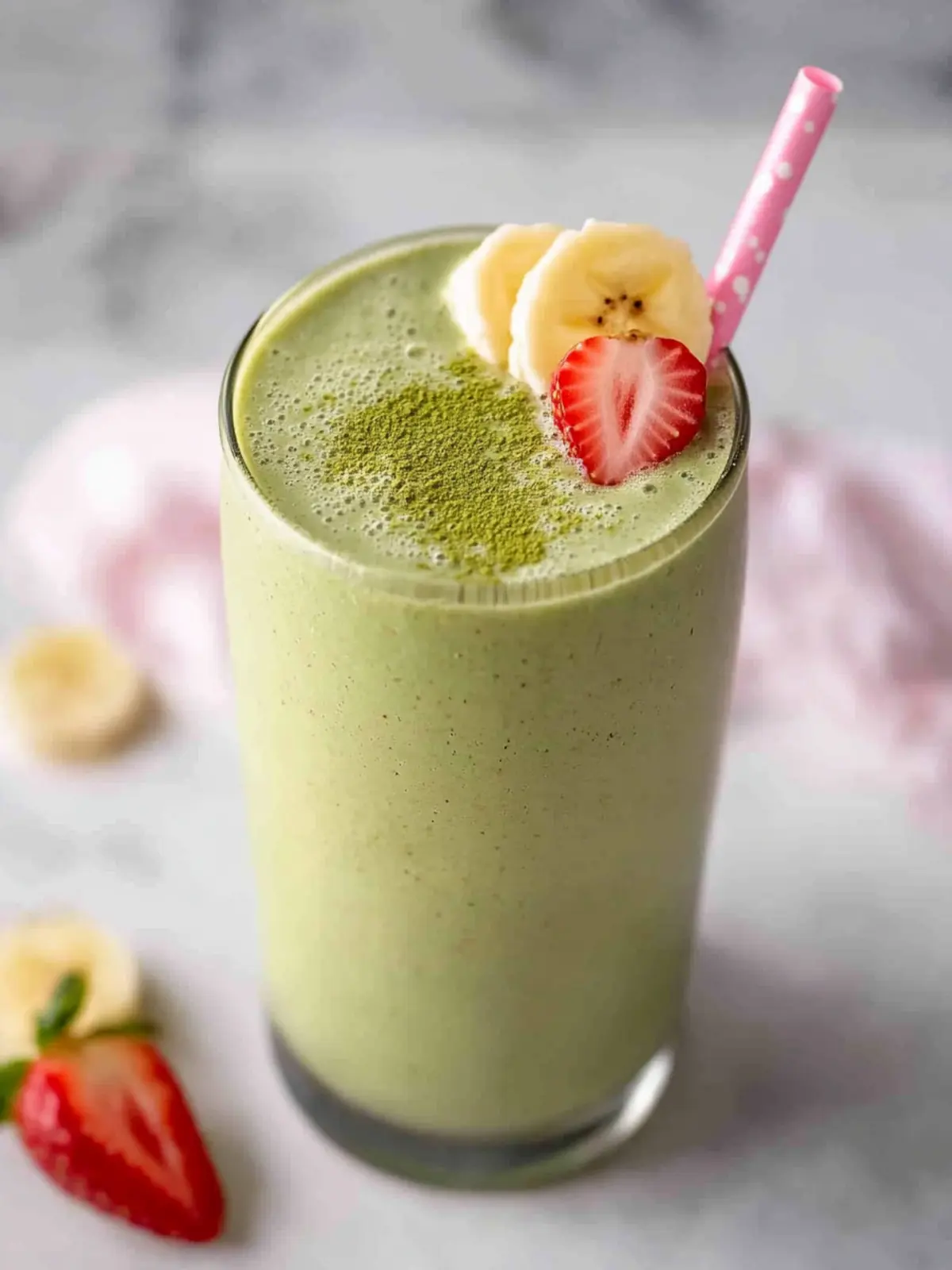 Strawberry Matcha Smoothie with Banana