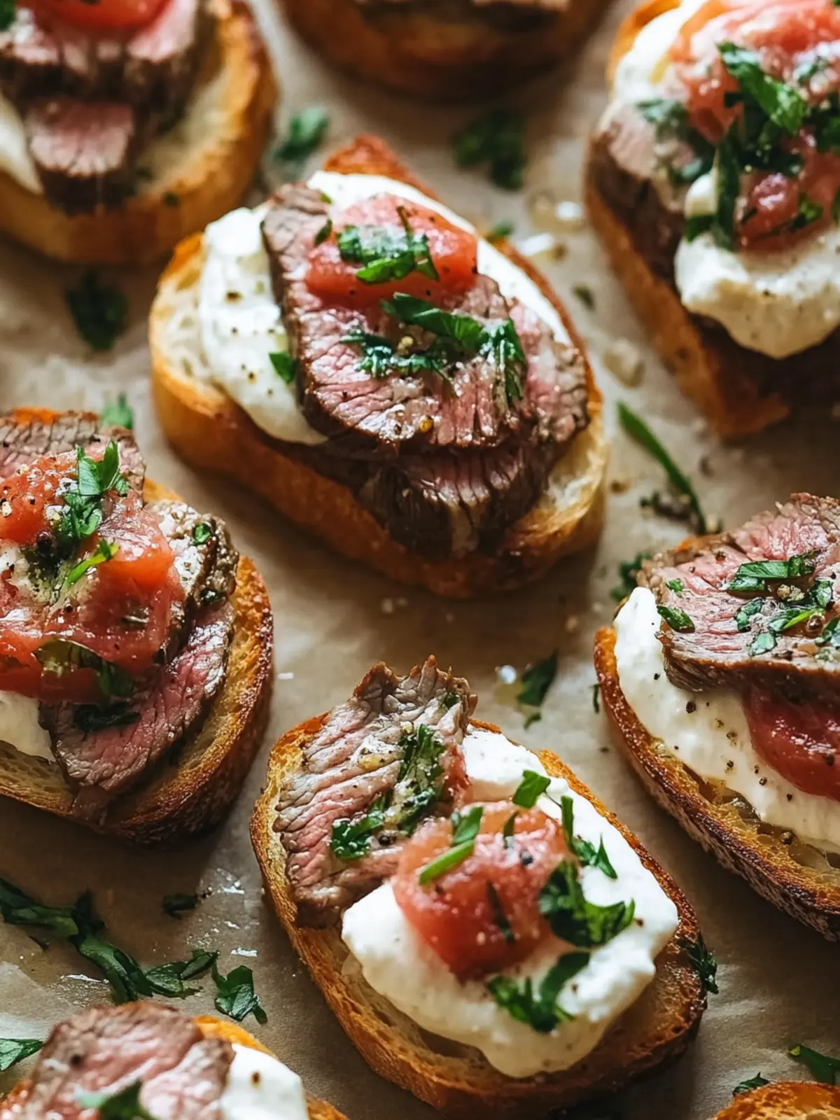 Steak Crostini with Zesty Horseradish Cream for a Savory Treat Steak Crostini