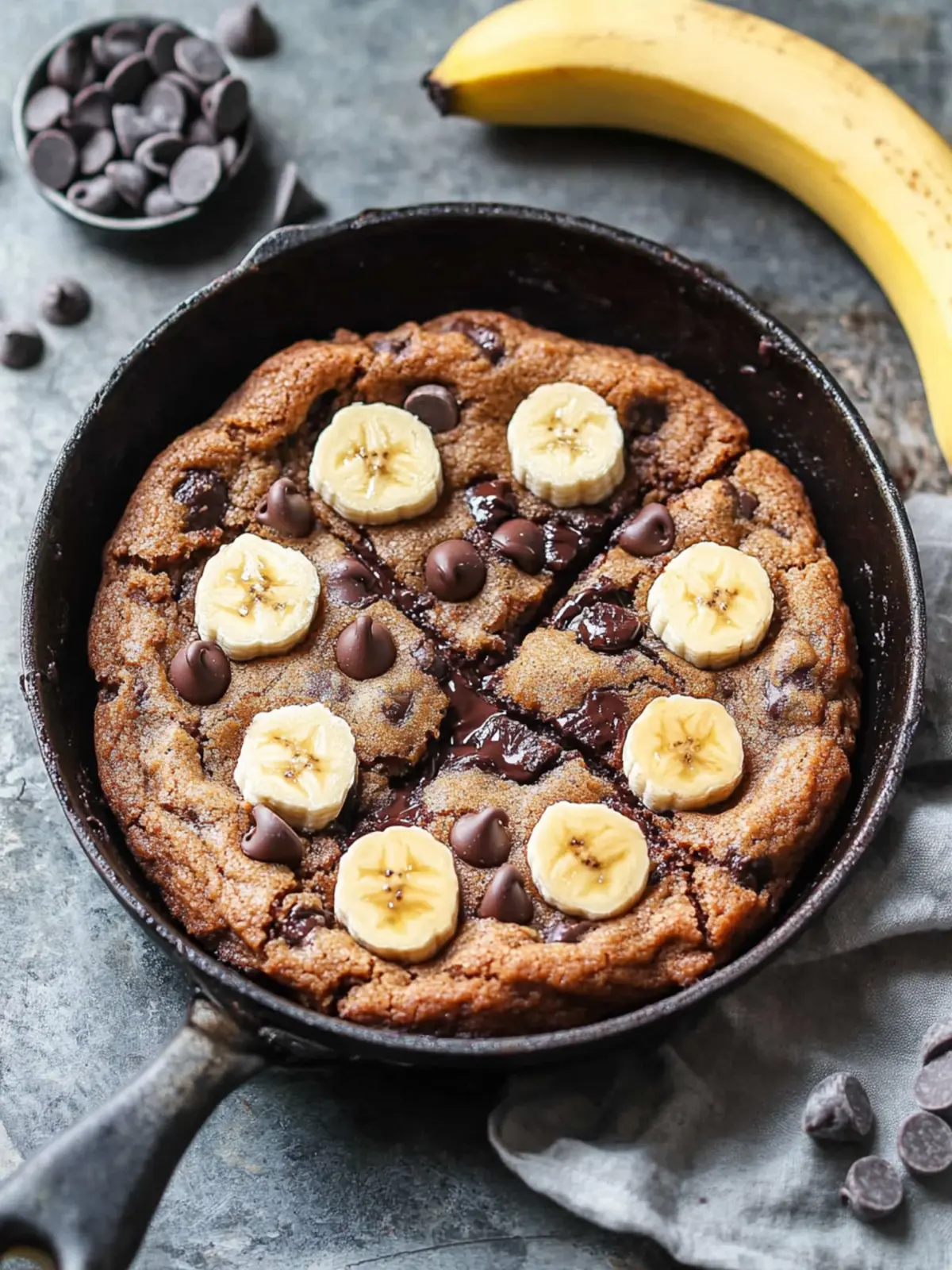 Irresistible Banana Chocolate Chip Skillet Cookie Delight Banana Chocolate Chip Skillet Cookie