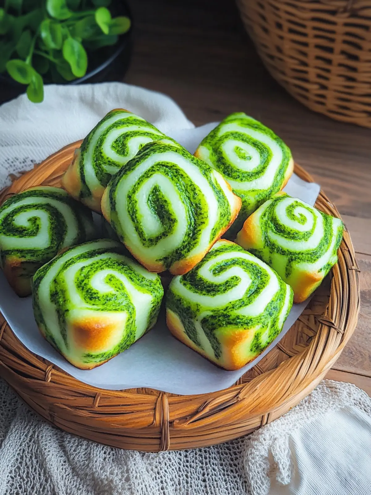 Green Spinach Marble Buns