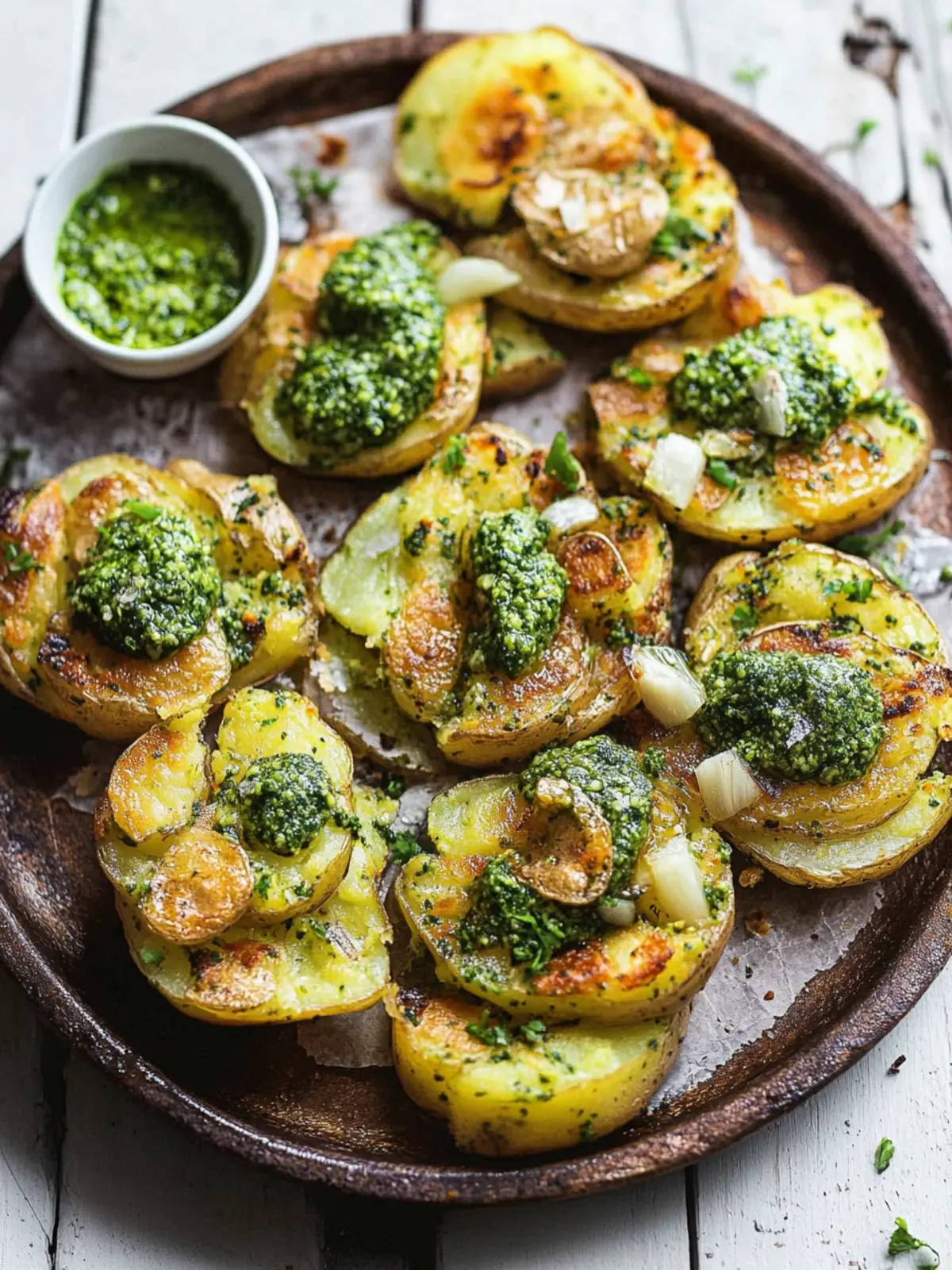 Crispy Smashed Potatoes with Garlic Pesto for Ultimate Flavor Crispy Smashed Potatoes with Garlic Pesto