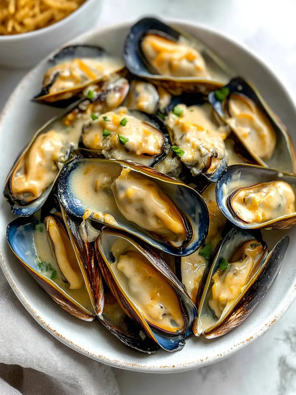 Cheesy Chinese Mayo Mussels