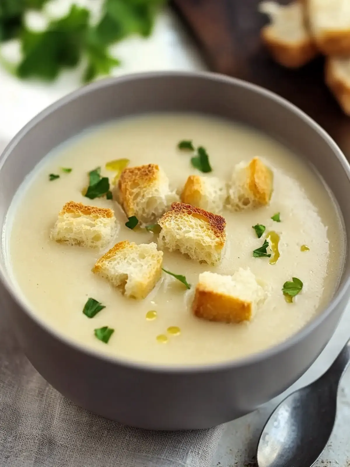 Austrian Garlic Soup With Croutons