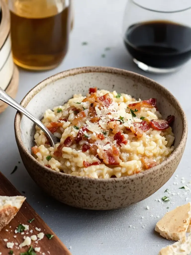 Caramelized Onion, Bacon, and Parmesan Risotto