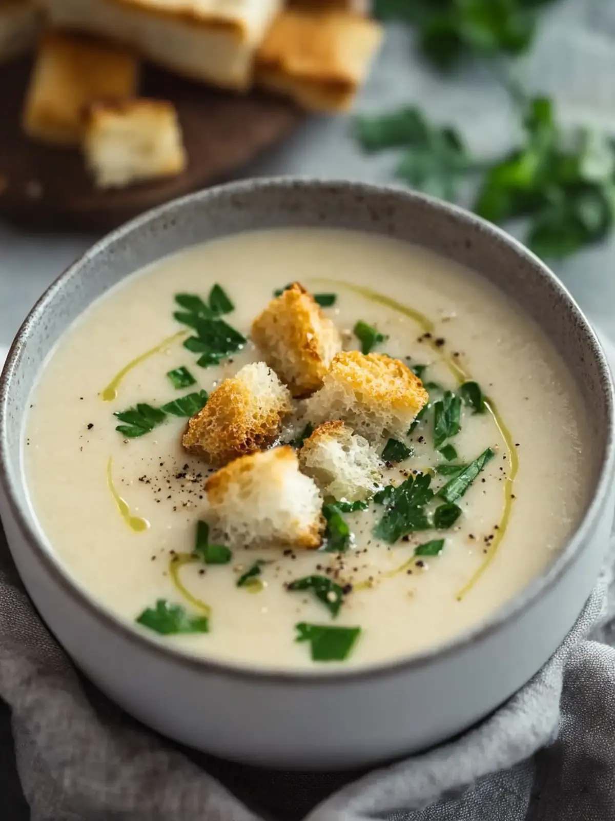 Austrian Garlic Soup With Croutons