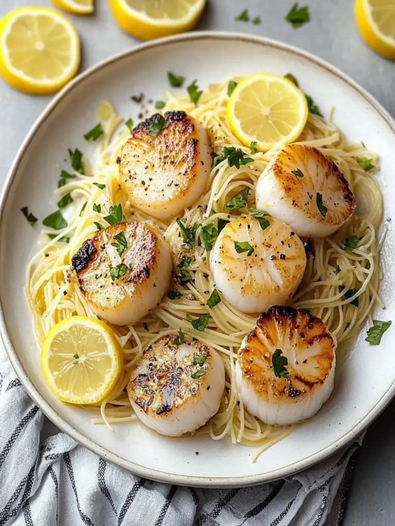 Lemony Scallops with Angel Hair Pasta