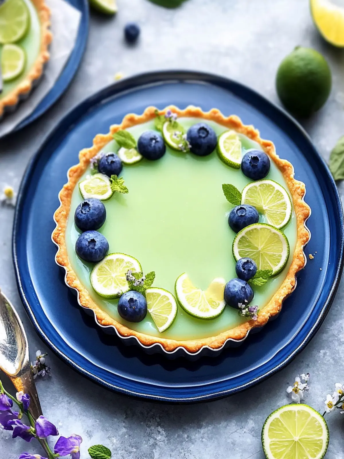 Vibrant Blue Moon Lime Tart That's Easy and Dairy-Free Blue Moon Lime Tart
