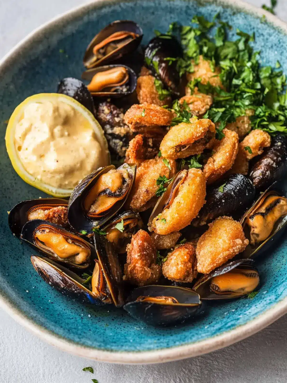 Crispy Greek Fried Mussels with Zesty Skordalia Dip Greek Fried Mussels
