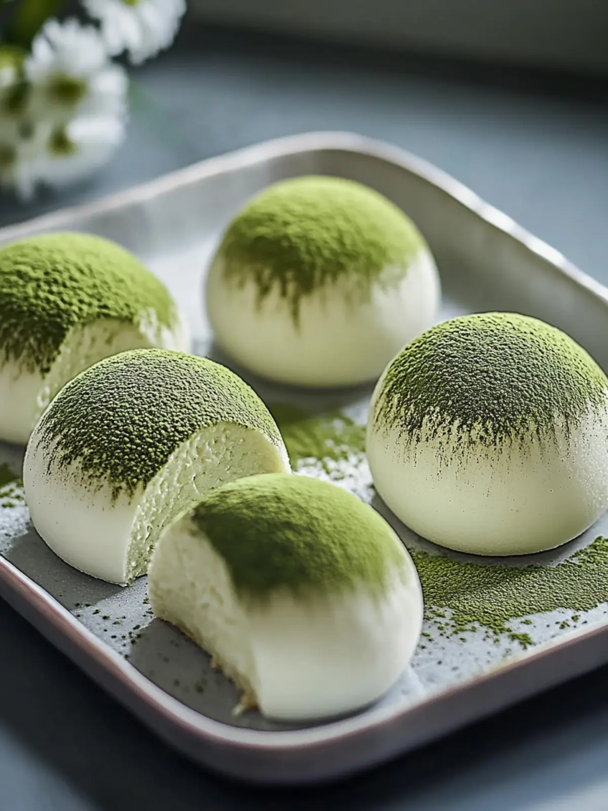 Homemade Matcha Cheesecake Daifuku