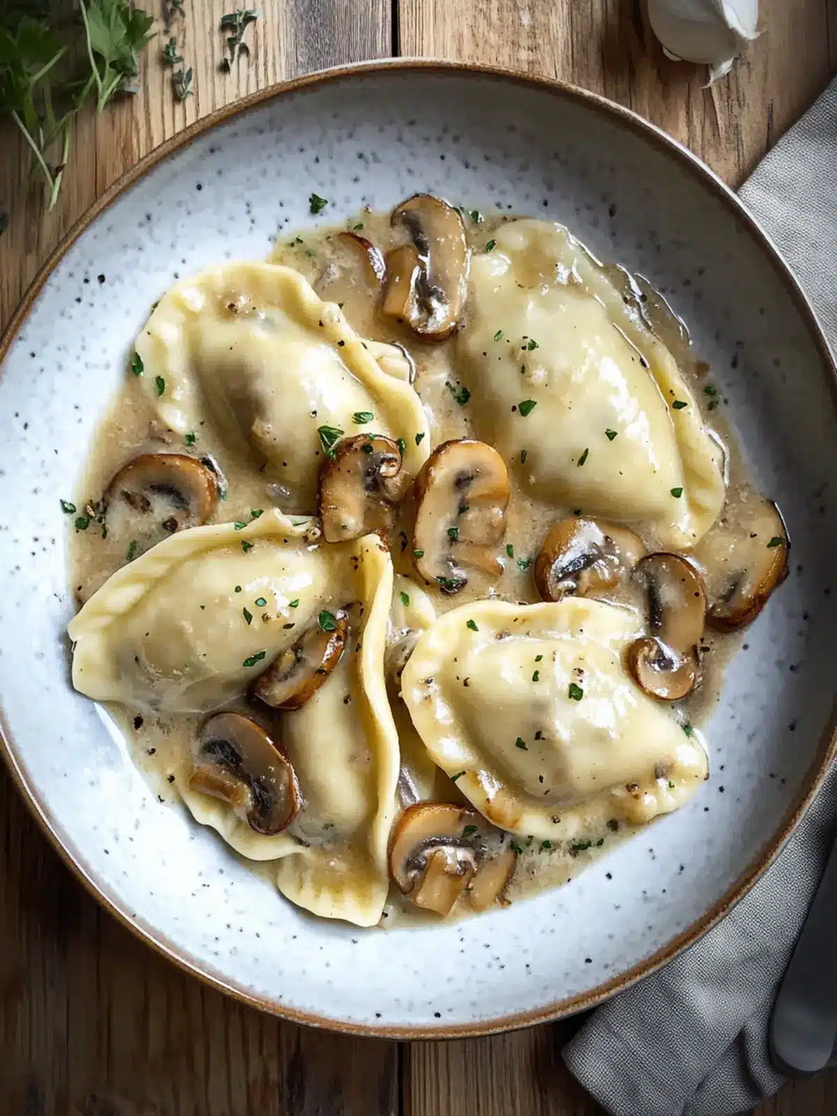 Delicious Pierogi with Creamy Mushroom Sauce in 20 Minutes Pierogi with Creamy Mushroom Sauce