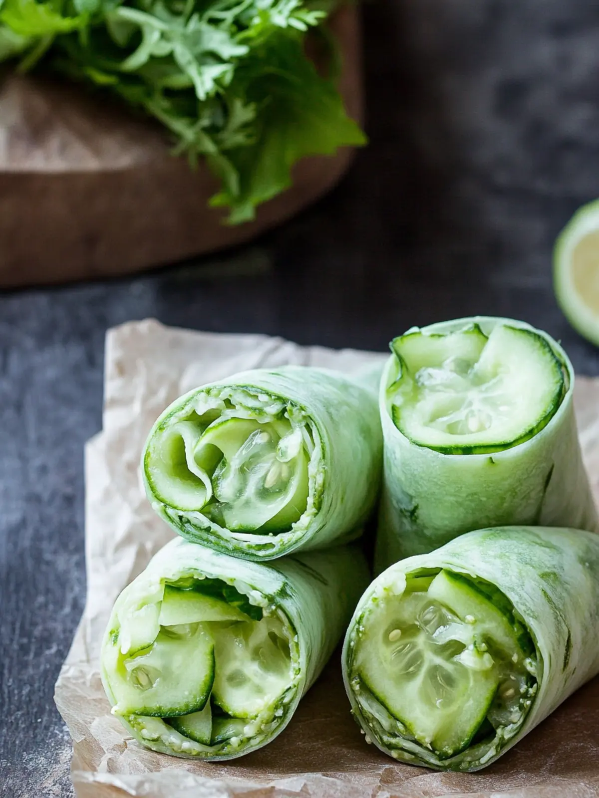 Cucumber Wraps with Green Goddess Dressing