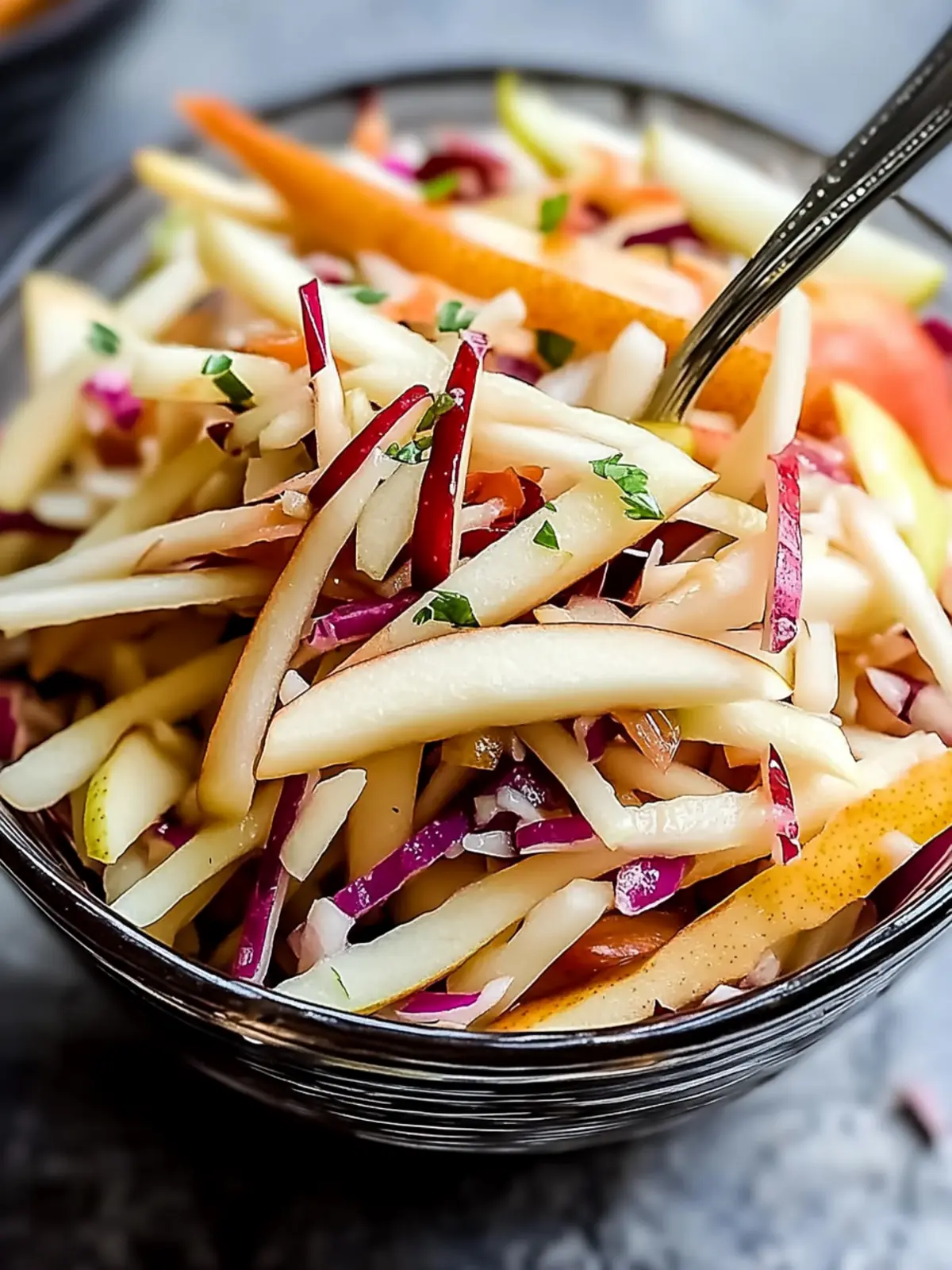 Apple Pear Slaw with Caramel Cider Vinaigrette Bliss Apple Pear Slaw