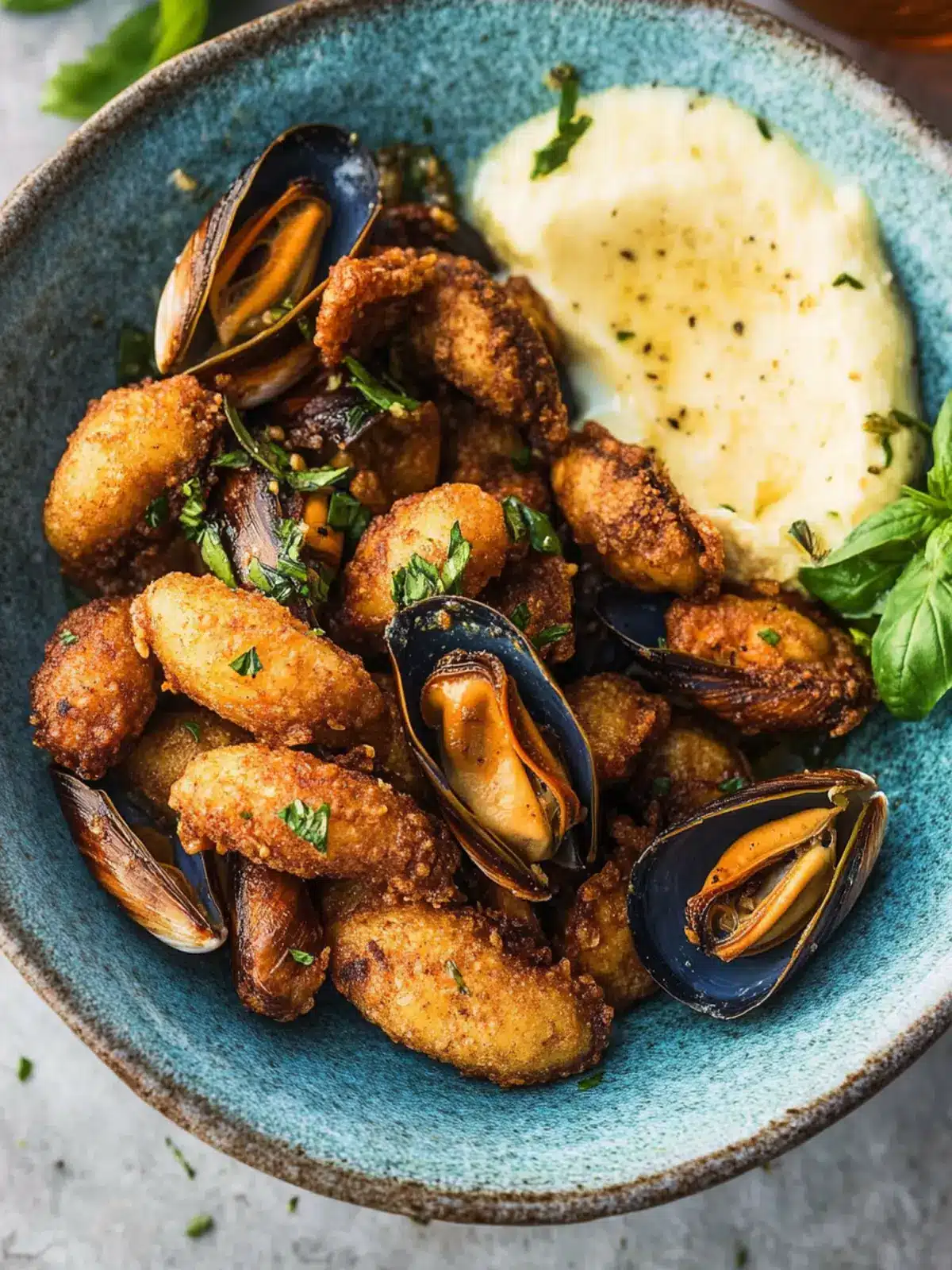 Crispy Greek Fried Mussels with Zesty Skordalia Dip Greek Fried Mussels