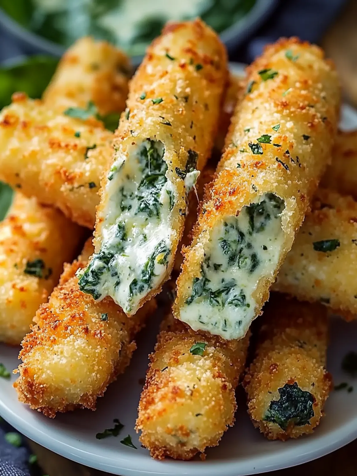 Spinach Dip Mozzarella Sticks