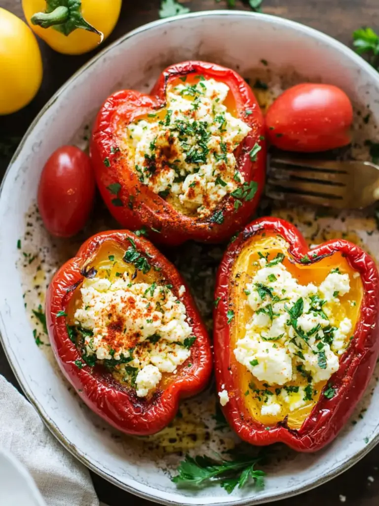 Greek Oven-Baked Feta Stuffed Peppers