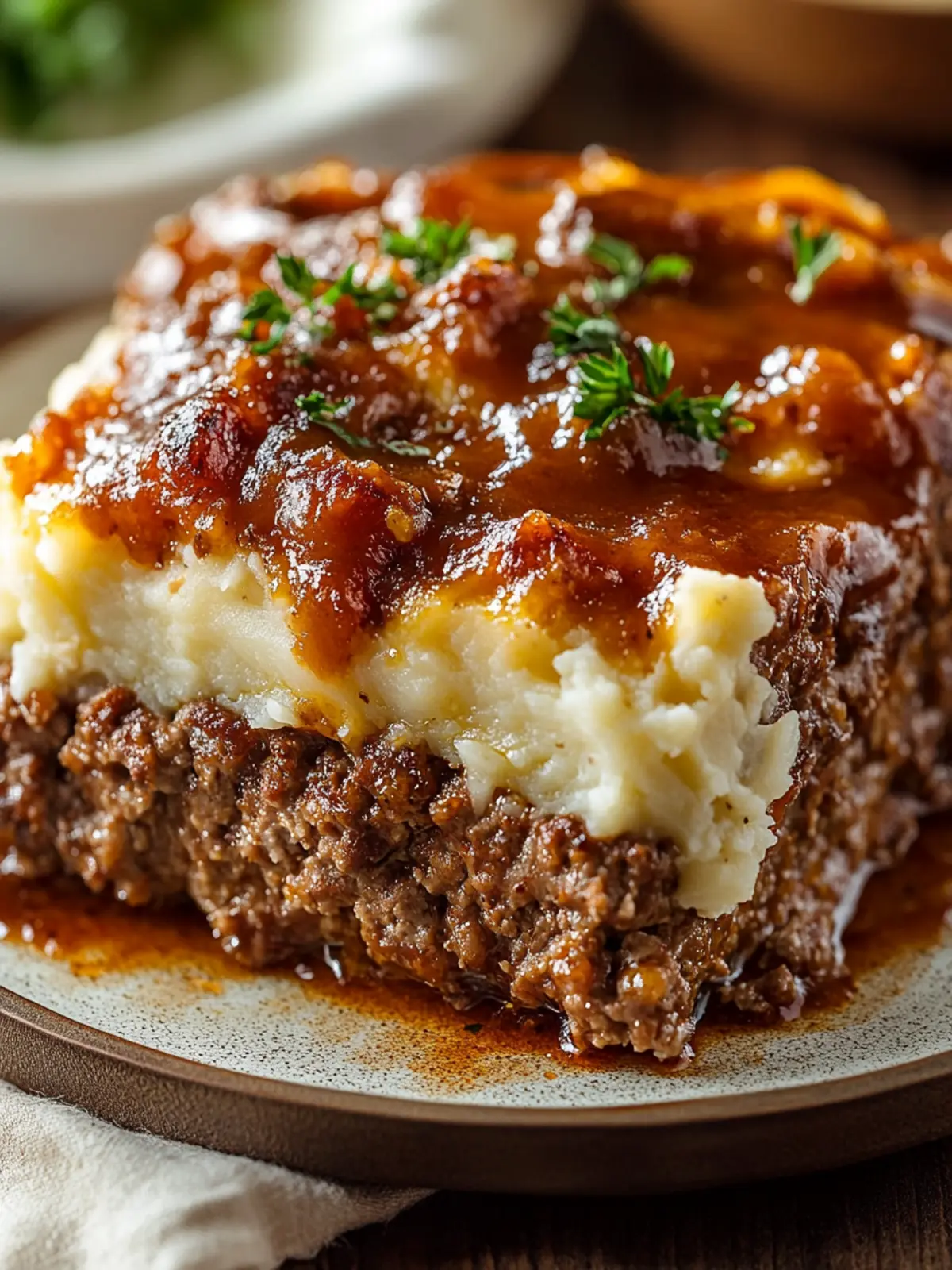Meatloaf with Mashed Potatoes and Cheese